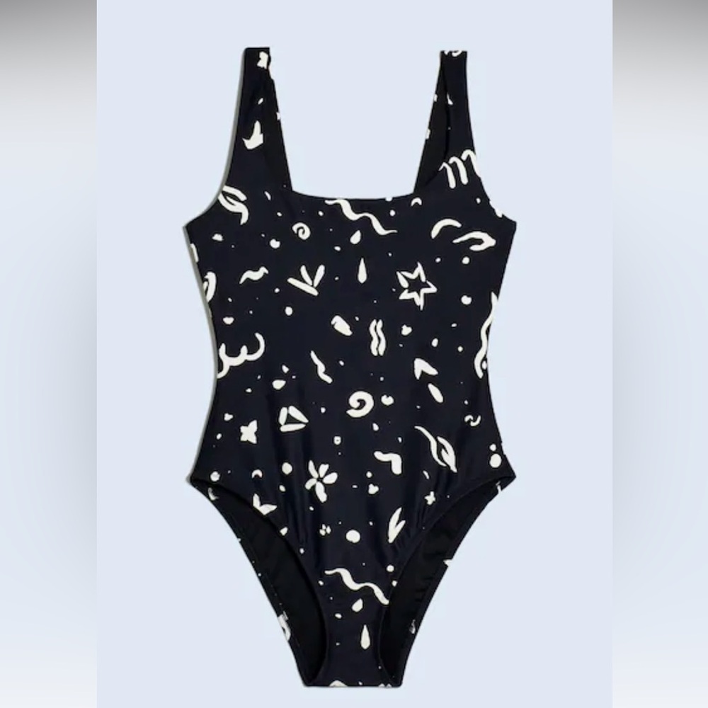 Madewell Swimsuit, Small, Abstract Design, Black and White